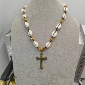 Cowrie Seashell Cross Necklace