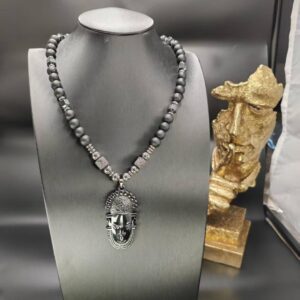 Black Beads Royal Heritage Mask Necklace